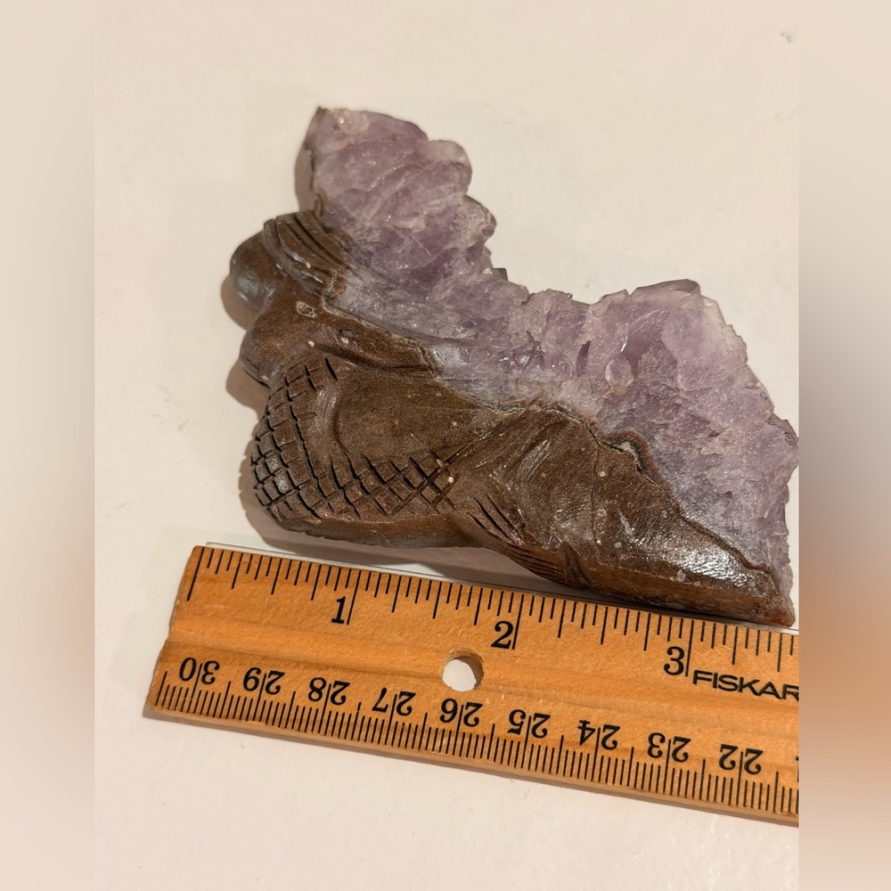Amethyst Crystal Cluster Mermaid Carving Natural Quartz Geode Sculpture - Picture 6 of 7
